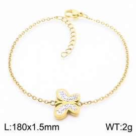 180mmx1.5mm Gold color Crystal Butterfly stainless steel  Bracelet