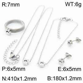 Silver Stainless Steel cute Necklace Bracelet Ear stud ring