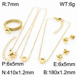 Gold Stainless steel cute Necklace Bracelet Ear stud ring
