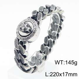 Stainless steel 220x17mm cuban chain wolf clasp fashional strong man bracelet