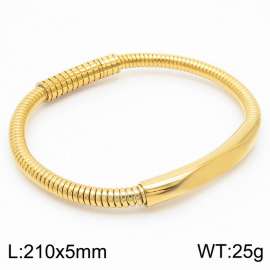 210mm Gold-Plated Stainless Steel Elastic Round Chain Bracelet