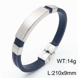 210mm Leather Bracelet with Stainless Steel Logo Customization Plate