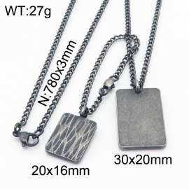 Vintage Special Stainless Steel Hanging tag Necklace for Men Color Black
