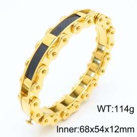 Fashionable Gold-plating Stainless Steel Bicycle Chain Bracelet for Men Color Gold