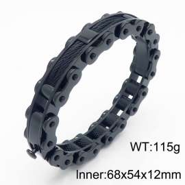 Fashionable Stainless Steel Bicycle Chain Bracelet for Men Color Black