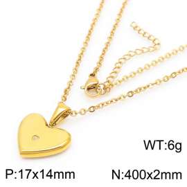French inlaid zircon heart-shaped stainless steel women's necklace