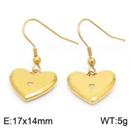 French inlaid zircon heart-shaped stainless steel women's ear hook