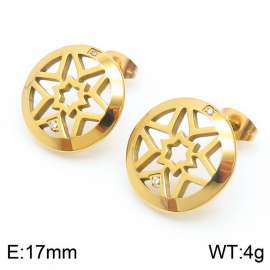 French hollowed out star circular stainless steel earrings for women