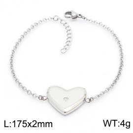 Minimalist Heart Shaped Zircon Inlaid Stainless Steel Bracelet for Women
