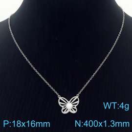 Stainless Steel Cute Hollowed out Butterfly Ladies steel color necklace