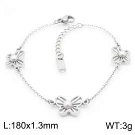 Stainless Steel Butterfly Pearl  cute steel color women's bracelet