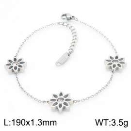 Stainless steel hollowed out flowers  cute ladies steel color summer small fresh bracelet