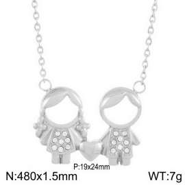 480mm Romantic Stainless Steel Necklace with Lovely Boy&Girl Pendant