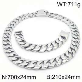 Stainless steel european 710x24mm&210x24mm cuban chain classic clasp strong gold bracelets sets