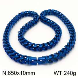 10x650mm Stainless Steel Blue Foxtail Chain Necklace