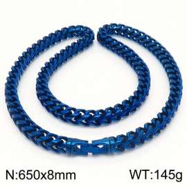 8x650mm Stainless Steel Blue Foxtail Chain Necklace