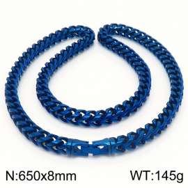 8x650mm Stainless Steel Blue Foxtail Chain Necklace