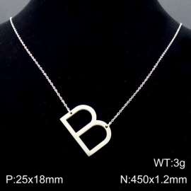 Steel colored stainless steel O-chain letter B necklace