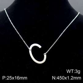 Steel colored stainless steel O-chain letter C necklace
