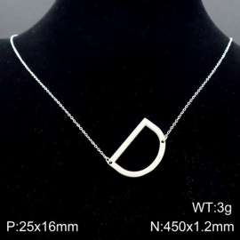 Steel colored stainless steel O-chain letter D necklace