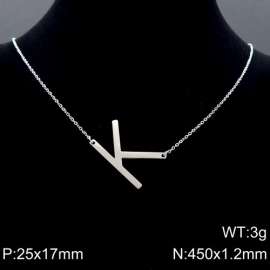 Steel colored stainless steel O-chain letter K necklace