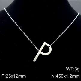 Steel colored stainless steel O-chain letter P necklace