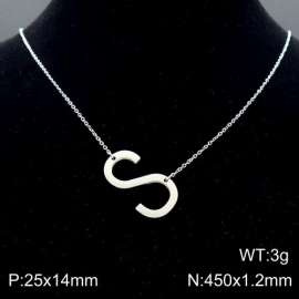 Steel colored stainless steel O-chain letter S necklace
