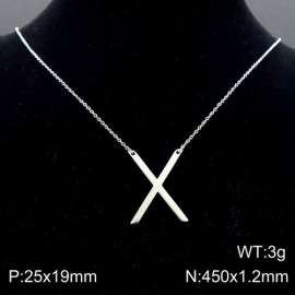 Steel colored stainless steel O-chain letter X necklace
