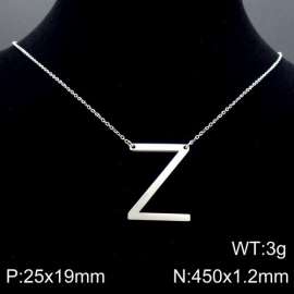Steel colored stainless steel O-chain letter Z necklace