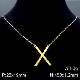 Gold-Plating stainless steel O-chain letter X necklace