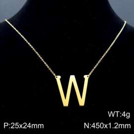 Gold-Plating stainless steel O-chain letter W necklace