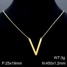 Gold-Plating stainless steel O-chain letter V necklace