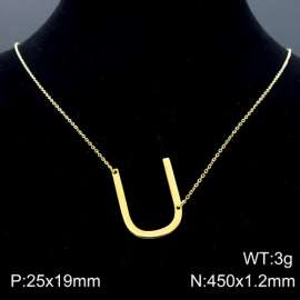 Gold-Plating stainless steel O-chain letter U necklace