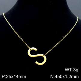 Gold-Plating stainless steel O-chain letter S necklace