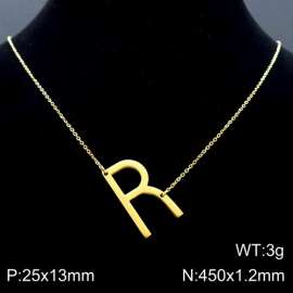 Gold-Plating stainless steel O-chain letter R necklace