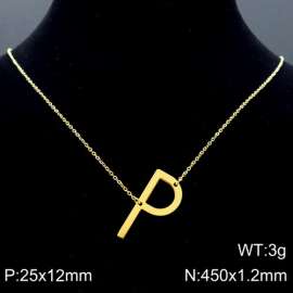 Gold-Plating stainless steel O-chain letter P necklace