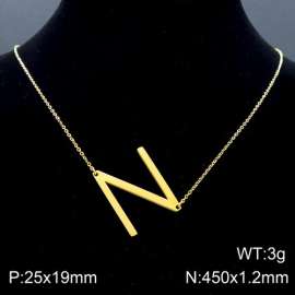 Gold-Plating stainless steel O-chain letter N necklace