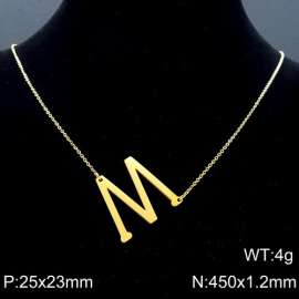 Gold-Plating stainless steel O-chain letter M necklace