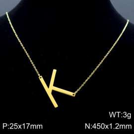 Gold-Plating stainless steel O-chain letter K necklace