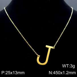 Gold-Plating stainless steel O-chain letter J necklace