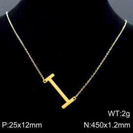 Gold-Plating stainless steel O-chain letter I necklace