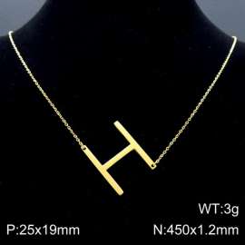 Gold-Plating stainless steel O-chain letter H necklace