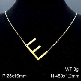 Gold-Plating stainless steel O-chain letter E necklace