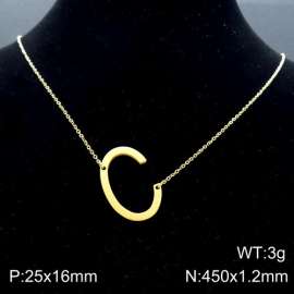 Gold-Plating stainless steel O-chain letter C necklace