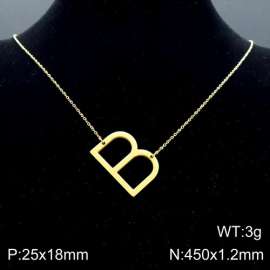 Gold-Plating stainless steel O-chain letter B necklace