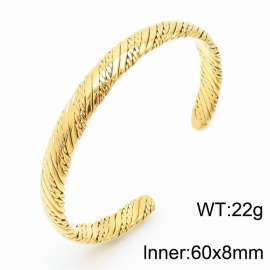 60×8MM Gold Color Stainless Steel Open Bangle For Women