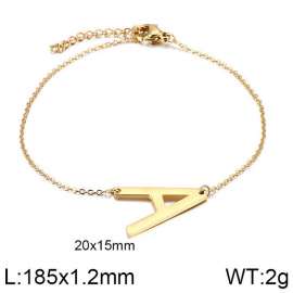 Gold O-chain letter A stainless steel bracelet