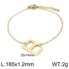 Gold O-chain letter B stainless steel bracelet