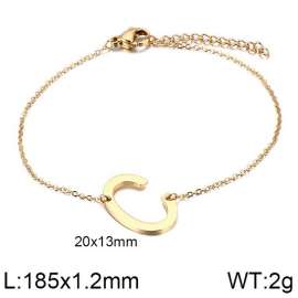 Gold O-chain letter C stainless steel bracelet