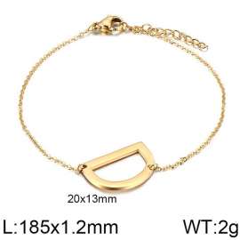 Gold O-chain letter D stainless steel bracelet